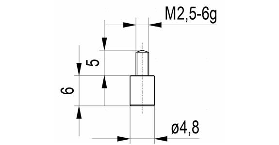 Flat probe no. 3 for dial gauges and precision pointers A thr. M2.5 4.8 mm dia.