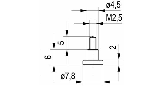 Flat probe no. 4 for dial gauges and precision pointers A thr. M2.5 7.8 mm dia.