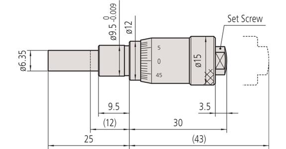 Einbaumessschraube 0-13mm große Trommel flach ohne Klemmmutter