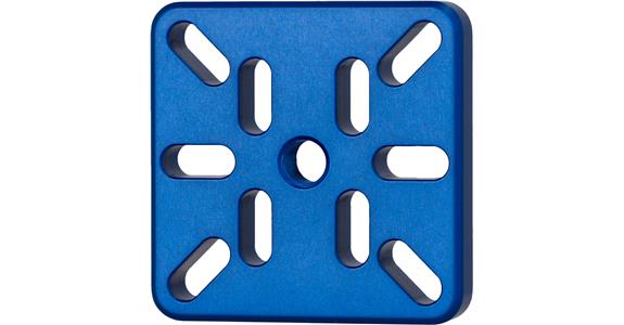 Aluminiowy kołnierz połączeniowy, niebieski, M8, 51,5 x 51,5 x 10 mm