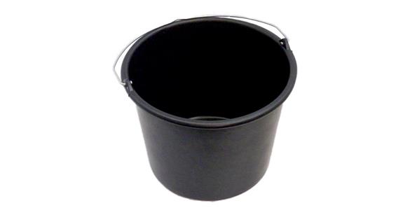 Builder's bucket black low profile zinc-plated handle content 12 litres, scale