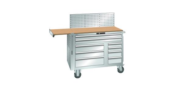Schubladenschrank mobil BxTxH 1193x630x1450mm 9 Schubladen 75kg RAL 7035