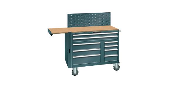 Schubladenschrank mobil BxTxH 1193x630x1450mm 9 Schubladen 75kg RAL 7016