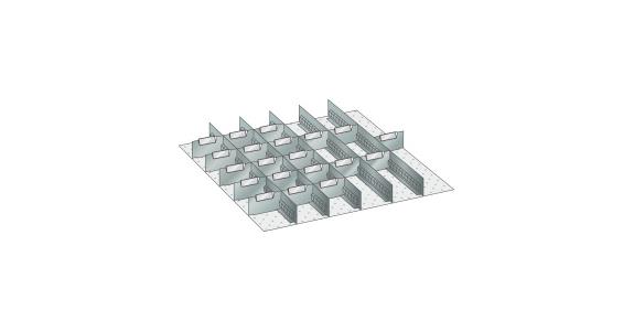Set Schlitz-Trennbleche  BxT 612x612mm FH100,125mm 5Schlitzwände 20Trennbleche