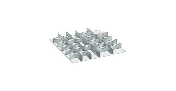 Set Schlitz-Trennbleche  BxT 612x612mm FH 75mm 4 Schlitzwände, 21 Trennbleche