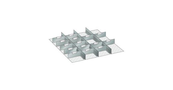 Set Schlitz-Trennbleche  BxT 612x612mm FH 200mm 3 Schlitzwände, 15 Trennbleche