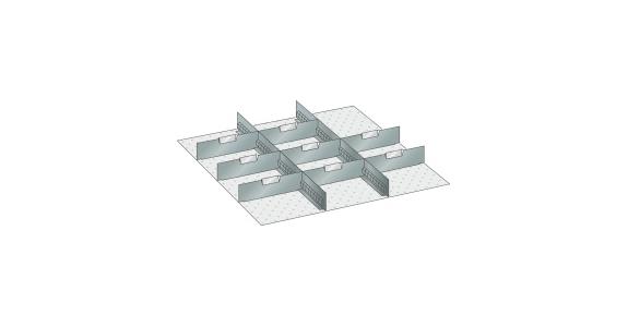 Set Schlitz-Trennbleche  BxT 612x612mm FH 75mm 2 Schlitzwände, 8 Trennbleche