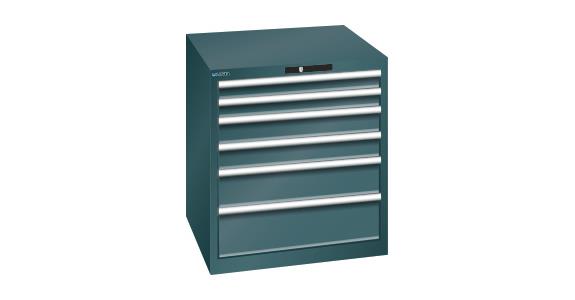 Schubladenschrank 717x725x800mm 6 Schubladen 2x75/2x100/1x150/1x200 75kg RAL7016
