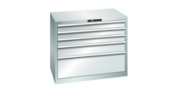 Schubladenschrank 1023x725x850mm 5 Schubladen 3x100/1x150/1x300 RAL 7035