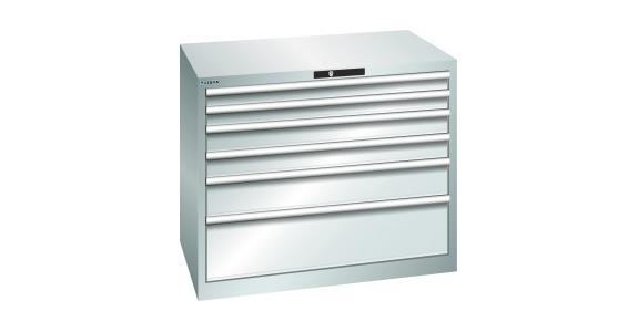 Schubladenschrank 1023x725x850mm 6 Schubladen 2x75/2x100/1x150/1x250 RAL 7035