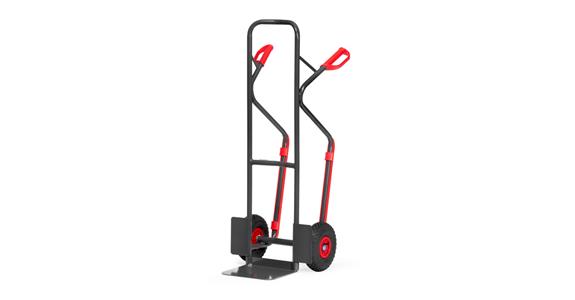 Steel tube trolley load cap. 300kg air tyres shovel LxW 250x320 mm RAL 7016