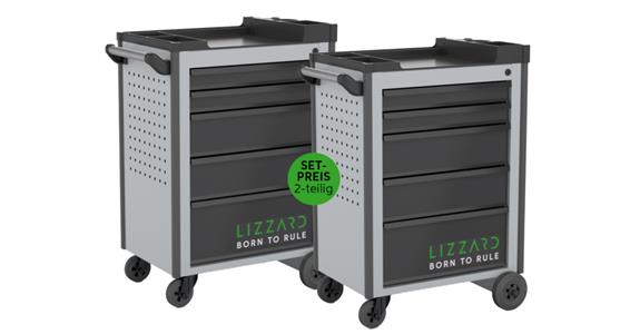 LIZZARD Werkzeugwagen 5 Schubladen RAL 7035/7016 2er-Set
