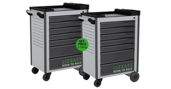 LIZZARD Werkzeugwagen 7 Schubladen RAL 7035/7016 2er-Set