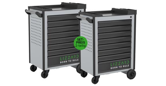 LIZZARD Werkzeugwagen 8 Schubladen RAL 7035/7016 2er-Set