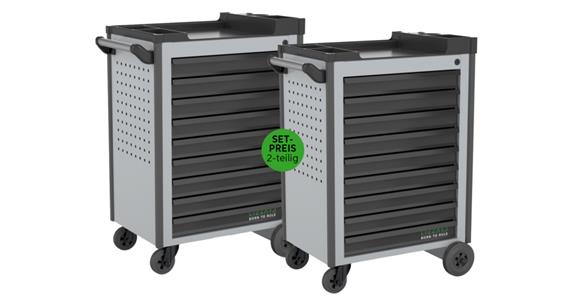 LIZZARD Werkzeugwagen 9 Schubladen RAL 7035/7016 2er-Set