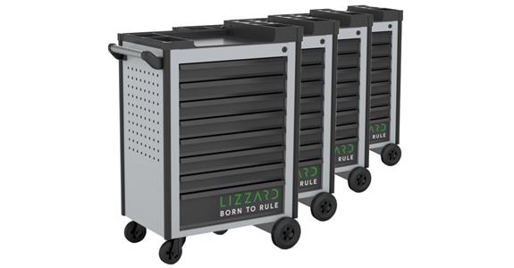 LIZZARD Werkzeugwagen 8 Schubladen RAL 7035/7016 4er-Set