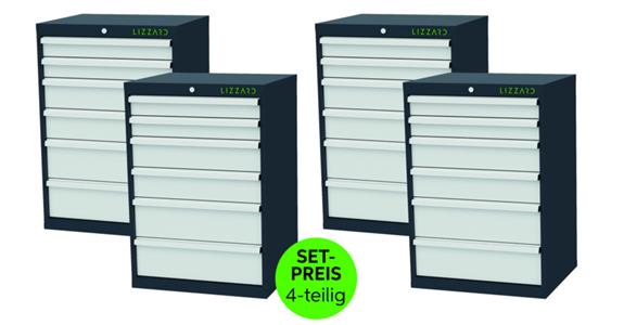 LIZZARD Schubladenschrank 6 Schubladen B700xT575xH1020mm RAL7016/7035 4er-Set