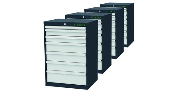LIZZARD Schubladenschrank 7 Schubladen B700xT575xH1020mm RAL7016/7035 4er-Set