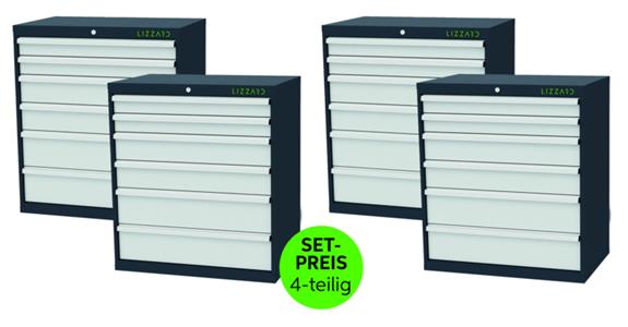 LIZZARD Schubladenschrank 6 Schubladen B900xT575xH1020mm RAL7016/7035 4er-Set