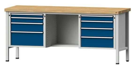 Kastenwerkbank 2000x700x900mm 8 Schubladen mit Sitzer BMP 7035/5010