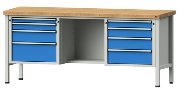 Kastenwerkbank 2000x700x900mm 8 Schubladen mit Sitzer BMP 7035/5012
