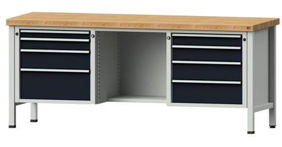 Kastenwerkbank 2000x700x850mm 8 Schubladen mit Sitzer BMP 7035/7016
