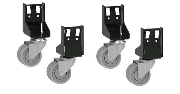 Rollensatz Quattro 4 x Gummi-Lenkrollen Ø 75mm ohne Feststeller Schwarz