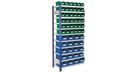 Storage rack 1000x400 H=2000 add-on bay 11 shelves 56 easy-view storage bins