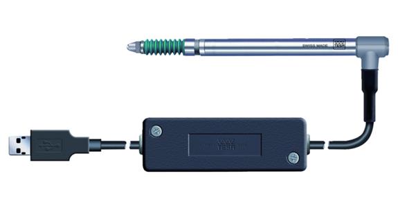 USB measuring probe GTL 22 cable output, 90° angled measuring range +/- 2 mm