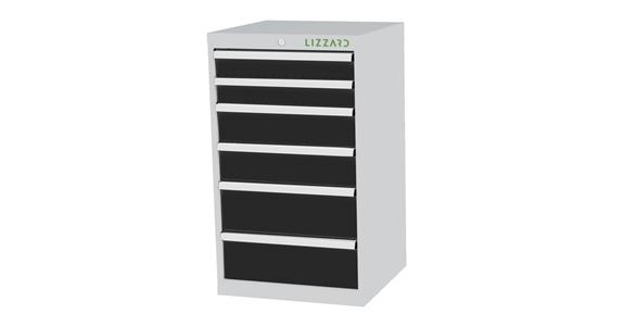 Lizzard Schubladenschrank 6 Schubladen B600xT575xH1020mm RAL7035/7016