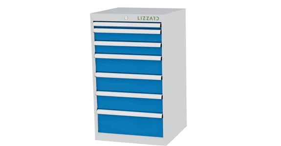 Lizzard Schubladenschrank 7 Schubladen B600xT575xH1020mm RAL7035/5012