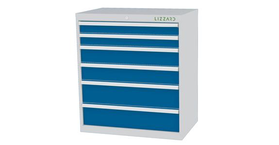 Lizzard Schubladenschrank 6 Schubladen B900xT575xH1020mm RAL7035/5012