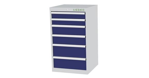 Lizzard Schubladenschrank 6 Schubladen B600xT575xH1020mm RAL7035/5010