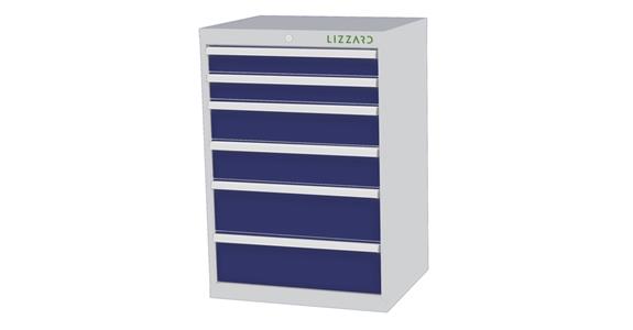 Lizzard Schubladenschrank 6 Schubladen B700xT575xH1020mm RAL7035/5010