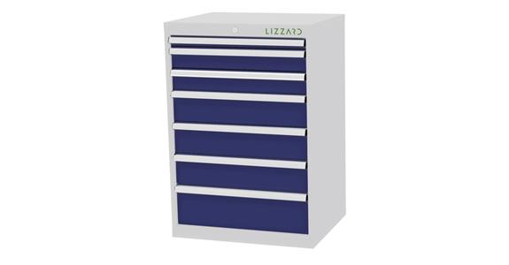 Lizzard Schubladenschrank 7 Schubladen B700xT575xH1020mm RAL7035/5010