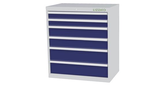 Lizzard Schubladenschrank 6 Schubladen B900xT575xH1020mm RAL7035/5010