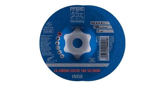 Grinding disc, power line, CC-GRIND-SOLID, SG INOX, 180 mm