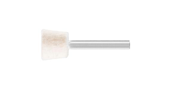 Felt polishing point angled shank diameter 6 mm head diameter x length 20x16 mm