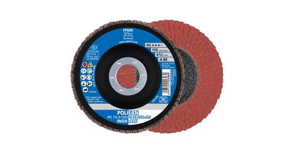 Lamella flap disc, tapered, power line A-COOL SG INOX+ALU dia. 115 mm grain 80