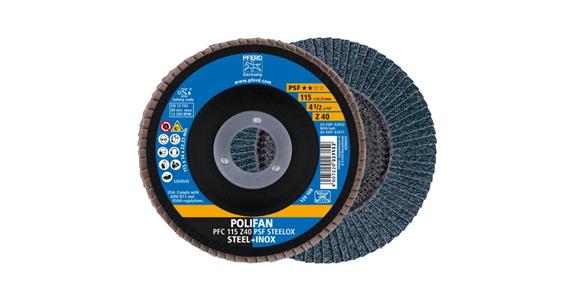 Fächerschleifscheibe POLIFAN PSF STEELOX konisch PFC 115x22,23 mm Z40