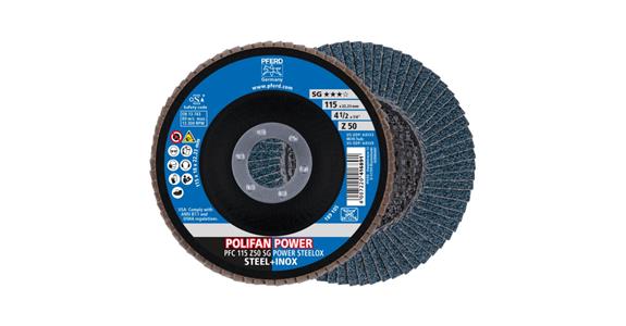 Fächerschleifscheibe POLIFAN POWER SG STEELOX konisch PFC 115x22,23 mm Z50
