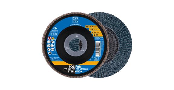 Fächerschleifscheibe POLIFAN PSF STEELOX konisch PFC 115x22,23 mm Z80
