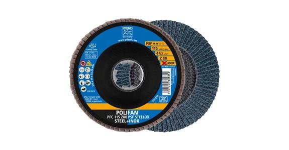 Fächerschleifscheibe POLIFAN PSF STEELOX  konisch PFC 115 mm Z80 X-LOCK