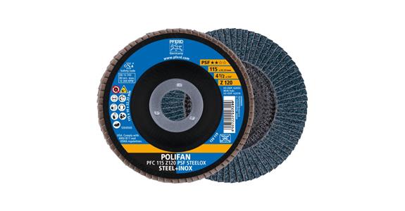 Fächerschleifscheibe POLIFAN PSF STEELOX konisch PFC 115x22,23 mm Z120