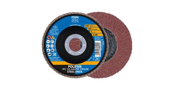 Fächerschleifscheibe POLIFAN PSF STEELOX konisch PFC 125x22,23 mm A40