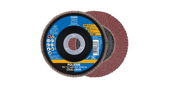 Fächerschleifscheibe POLIFAN PSF STEELOX konisch PFC 125x22,23 mm A80