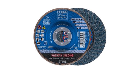 PFERD ściernice talerzowo-płatkowe Polifan-SGP STRONG STEEL 125 mm, ziarno 36