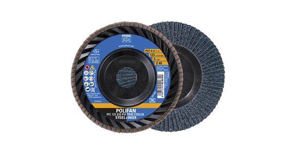 Fächerschleifscheibe POLIFAN PSF TRIM STEELOX konisch PFC 125x22,23 mm Z40