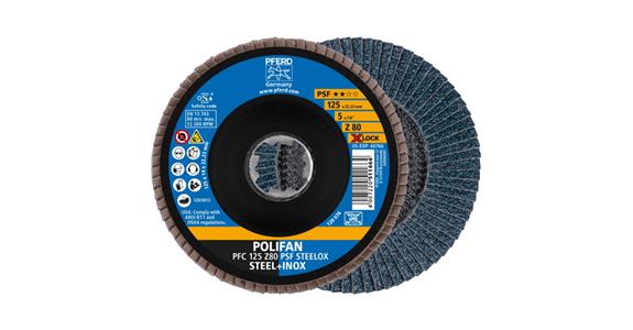 Fächerschleifscheibe POLIFAN PSF STEELOX  konisch PFC 125 mm Z80 X-LOCK