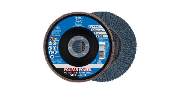 Lamella flap disc Z SG POWER STEELOX, dia. 125 mm, alumina zirconia, 120 grit